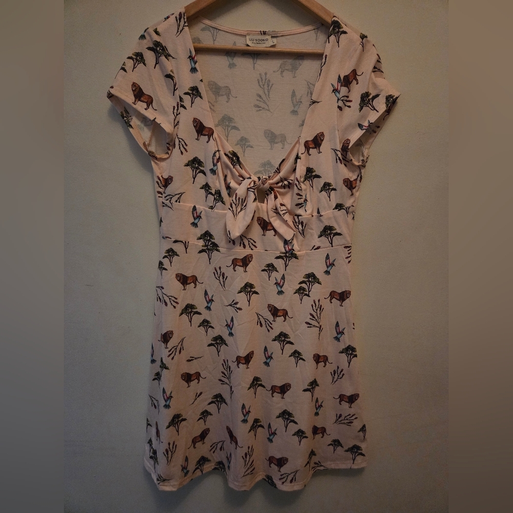 Molly Bracken Light Pink Print Tie-Front Dress